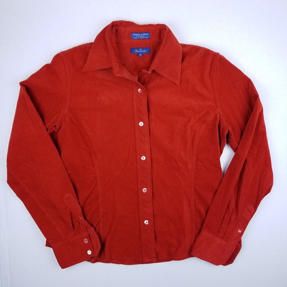 ✔Rust Red Corduroy Button Up Light Jacket Medium